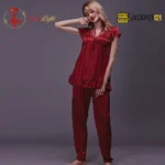 Women's Soft Comfortable Satin Silk Pajama Set - Image 2