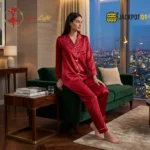 Satin Silk Pajamas Set V-Neck Notched Collar – Luxury Women’s Sleepwear - Image 3