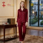Satin Silk Pajamas Set V-Neck Notched Collar – Luxury Women’s Sleepwear - Image 6