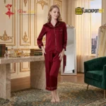 Satin Silk Pajamas Set V-Neck Notched Collar – Luxury Women’s Sleepwear - Image 7