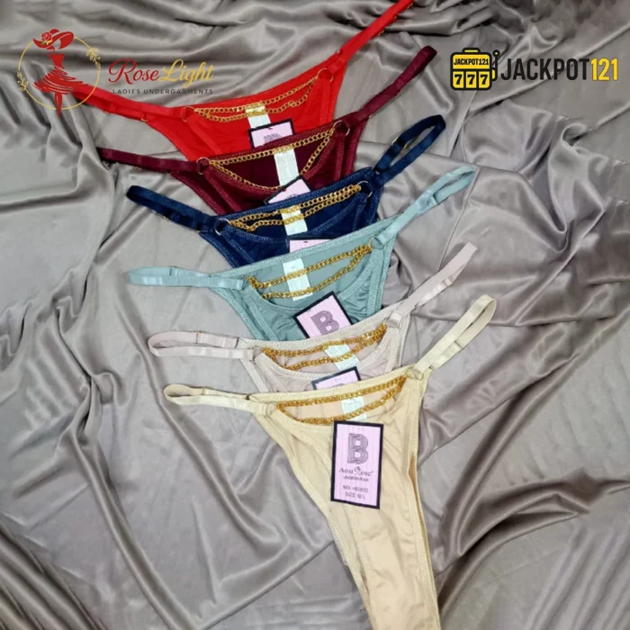 Pack of 2 Chain-Detail Nylon Thong Panties - Image 3