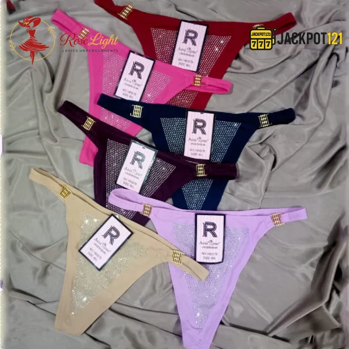 Pack of 2 Jewels-Decorated Nylon Thong Briefs - Image 2