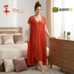 Elegant 2-Pcs Long Satin Silk Lingerie – Luxury Lace Embroidered Nightwear Set - Image 2