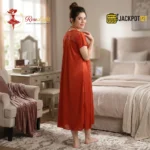 Elegant 2-Pcs Long Satin Silk Lingerie – Luxury Lace Embroidered Nightwear Set - Image 7
