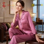 Satin Silk Pajamas Set V-Neck Notched Collar – Luxury Women’s Sleepwear - Image 17