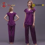 Women's Soft Comfortable Satin Silk Pajama Set - Image 8
