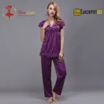 Women's Soft Comfortable Satin Silk Pajama Set - Image 10