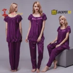 Ladies Stylish Comfy Satin Silk Sleepwear Pajama Set - Image 13