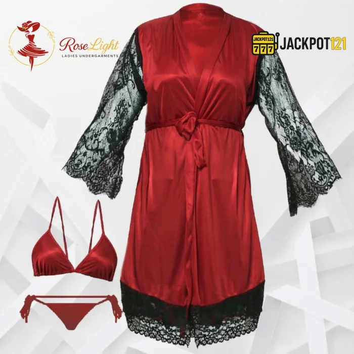 Bridal Maxi Lace Sleeves Satin Kimono Robe – Luxury Bridal Dressing Gown - Image 6