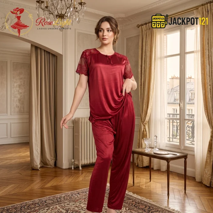 Luxury Satin Silk Smooth Pajama Set – Soft Breathable Women’s Sleepwear - Image 15