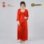 Satin Silk 2-Pcs Long Nightwear Lingerie - Image 8