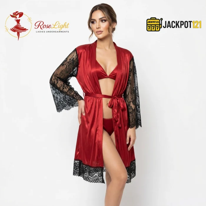 Bridal Maxi Lace Sleeves Satin Kimono Robe – Luxury Bridal Dressing Gown - Image 8