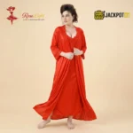 Satin Silk 2-Pcs Long Nightwear Lingerie - Image 11