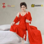 Satin Silk 2-Pcs Long Nightwear Lingerie - Image 13