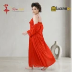 Satin Silk 2-Pcs Long Nightwear Lingerie - Image 14