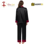 Satin V-Neck Elegance with Notched Collar – Luxury Button Down Pajama Set - Image 12