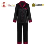 Satin V-Neck Elegance with Notched Collar – Luxury Button Down Pajama Set - Image 13