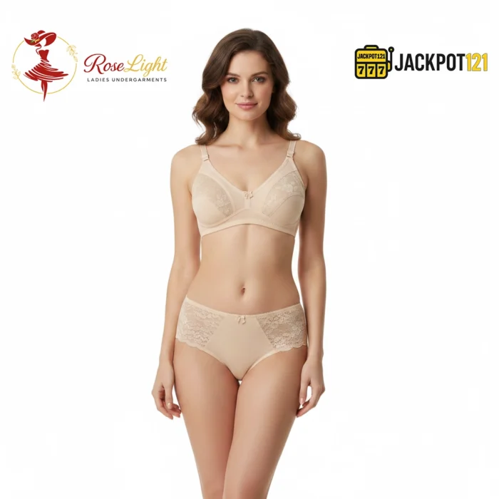 Jersey Cotton Lace Styling Non-Padded Bra - Image 5
