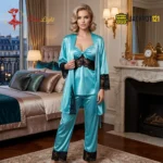 Elegant Nightie Satin Silk Smooth Pajama Set – Luxury Soft Lounge & Sleepwear - Image 2