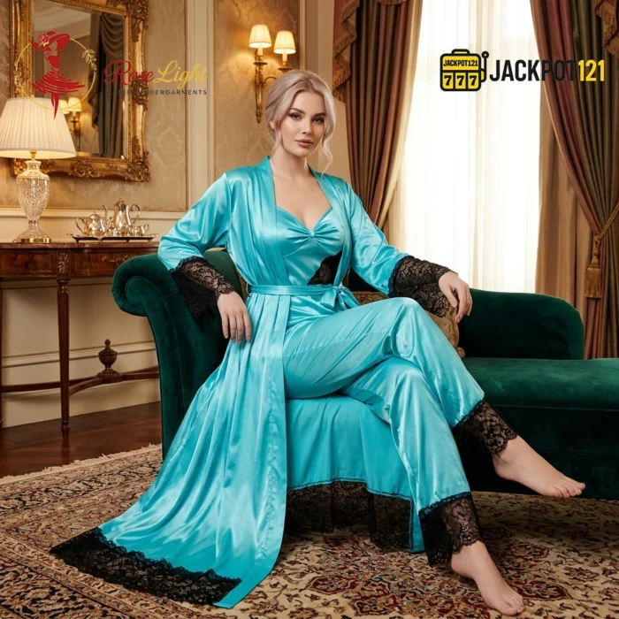 Elegant Nightie Satin Silk Smooth Pajama Set – Luxury Soft Lounge & Sleepwear - Image 8