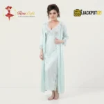 Satin Silk 2-Pcs Long Nightwear Lingerie - Image 16