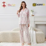 BloomSoft Floral Cotton Pajama Suit – Premium Button-Up Long Sleeve Sleepwear Set - Image 8