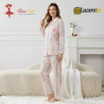 BloomSoft Floral Cotton Pajama Suit – Premium Button-Up Long Sleeve Sleepwear Set - Image 11