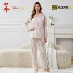 BloomSoft Floral Cotton Pajama Suit – Premium Button-Up Long Sleeve Sleepwear Set - Image 12