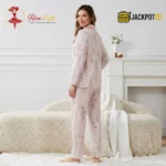 BloomSoft Floral Cotton Pajama Suit – Premium Button-Up Long Sleeve Sleepwear Set - Image 13