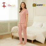 Blush Stripe Comfort Pajama Suit – Women's Button-Down Sleepwear Set - Image 2