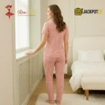 Blush Stripe Comfort Pajama Suit – Women's Button-Down Sleepwear Set - Image 6