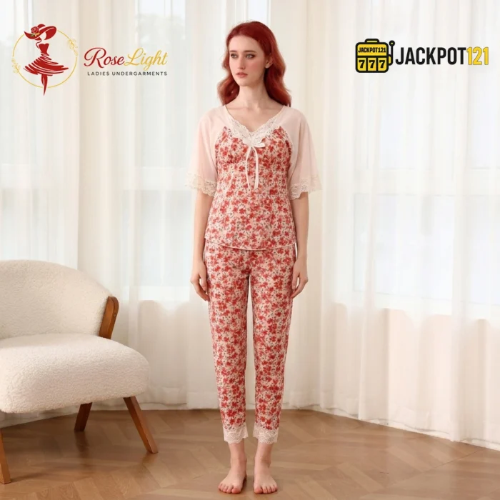 Cherry Blossom Lace Pajama Set - Image 5