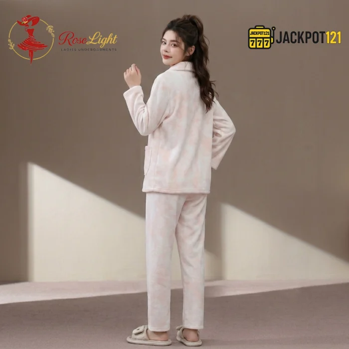 CloudWarm Plush Fleece Pajama Suit – Cozy Winter Button-Up Sleepwear Set - Image 6