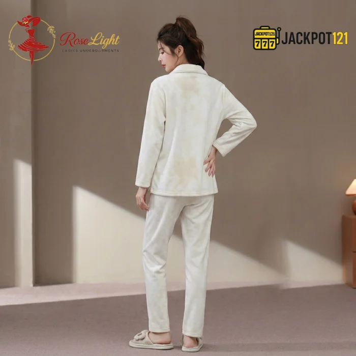 CloudWarm Plush Fleece Pajama Suit – Cozy Winter Button-Up Sleepwear Set - Image 12