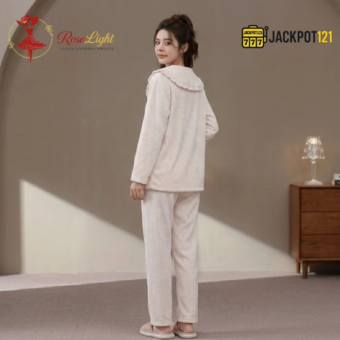 Cozy Hearts Fleece Pajama Suit – Soft Winter Button-Up Loungewear Set - Image 10