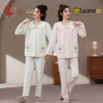 Cozy Hearts Fleece Pajama Suit – Soft Winter Button-Up Loungewear Set