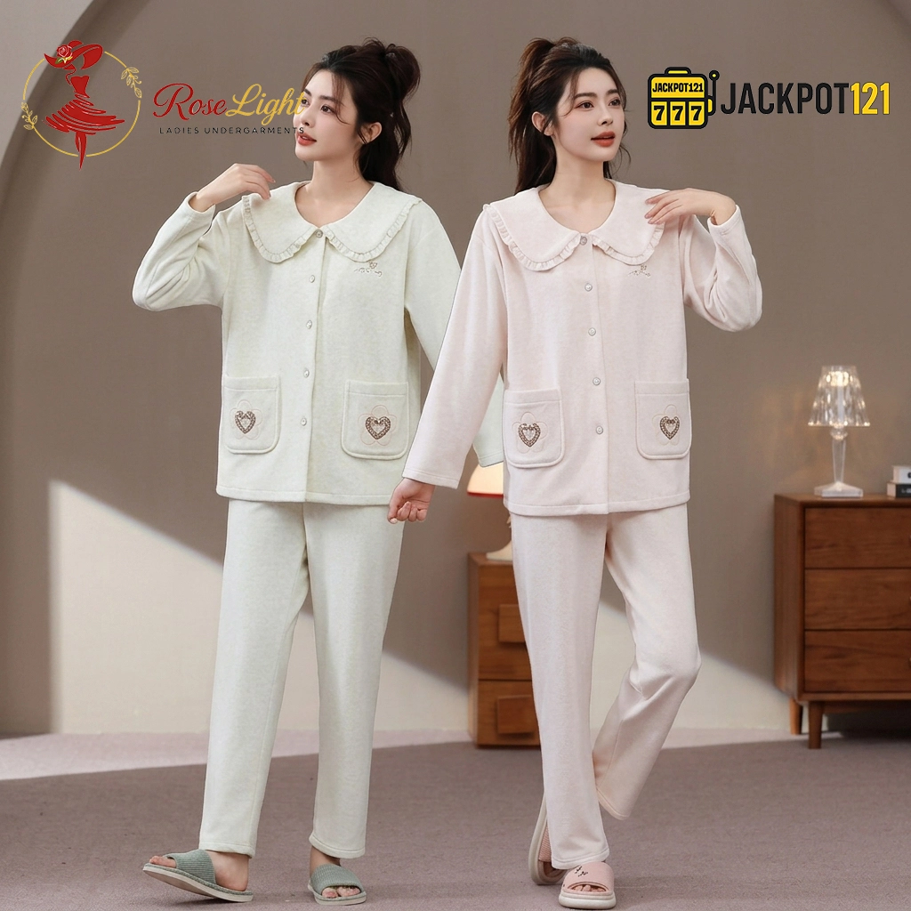 Cozy Hearts Fleece Pajama Suit – Soft Winter Button-Up Loungewear Set Cozy Hearts Fleece Pajama Suit – Soft Winter Button-Up Loungewear Set - Image 1