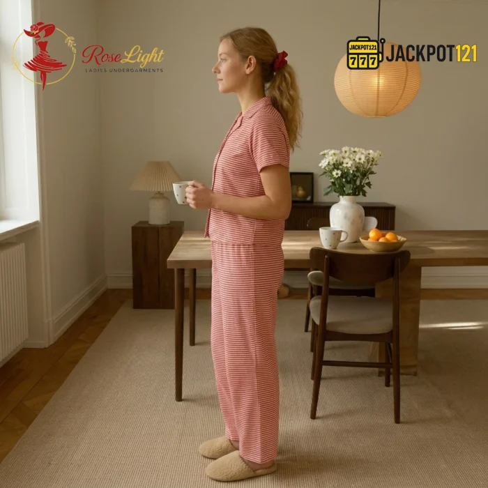 Cozy Stripe Classic Pajama Set - Image 3