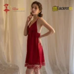 Crimson Butterfly Lace Sleep Dress - Image 3