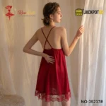 Crimson Butterfly Lace Sleep Dress - Image 6