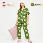 Daisy Bloom Cotton Pajama Suit Set – Soft Floral Lounge & Sleepwear for Women - Image 2