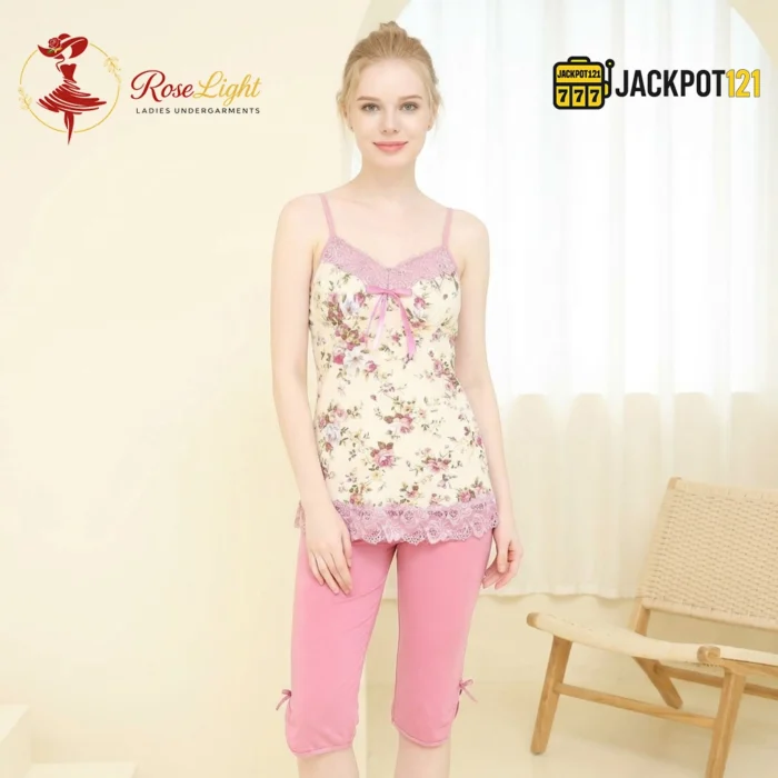 Elegant Floral Lace Cami & Capri Pajama Set – Premium Women’s Sleepwear - Image 2
