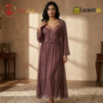 Elegant Lace Maxi Nighty Set with Matching Robe – Premium Full-Length Sleepwear - Image 4