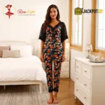Elegant Midnight Bloom Pajama Set - Image 2
