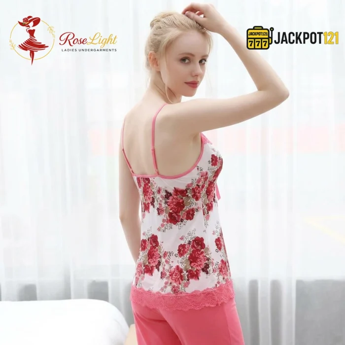 Floral Lace Capri Nightwear Set – Elegant Women Sleepwear & Lounge Wear - Image 5