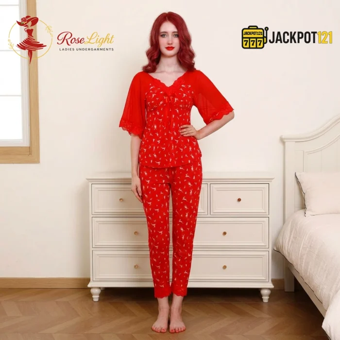 High Quality Crimson Bird Pajama Set - Image 2