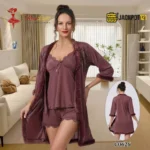 Luxury 3-Piece Satin Feel Nightwear Lounge Set