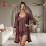 Luxury 3-Piece Satin Feel Nightwear Lounge Set - Image 2