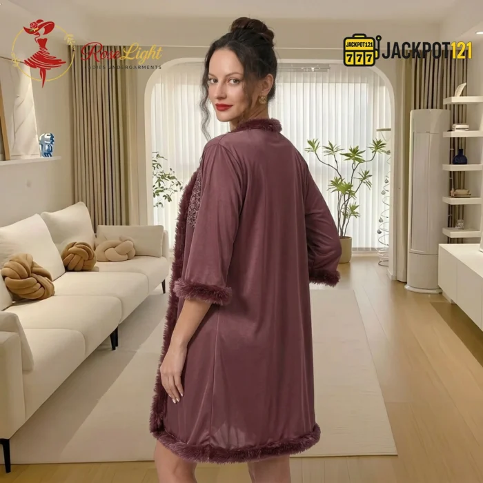 Luxury 3-Piece Satin Feel Nightwear Lounge Set - Image 4
