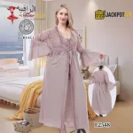 Luxury Lace Maxi Nighty Set with Elegant Robe – Premium Full-Length Women Sleepwear
